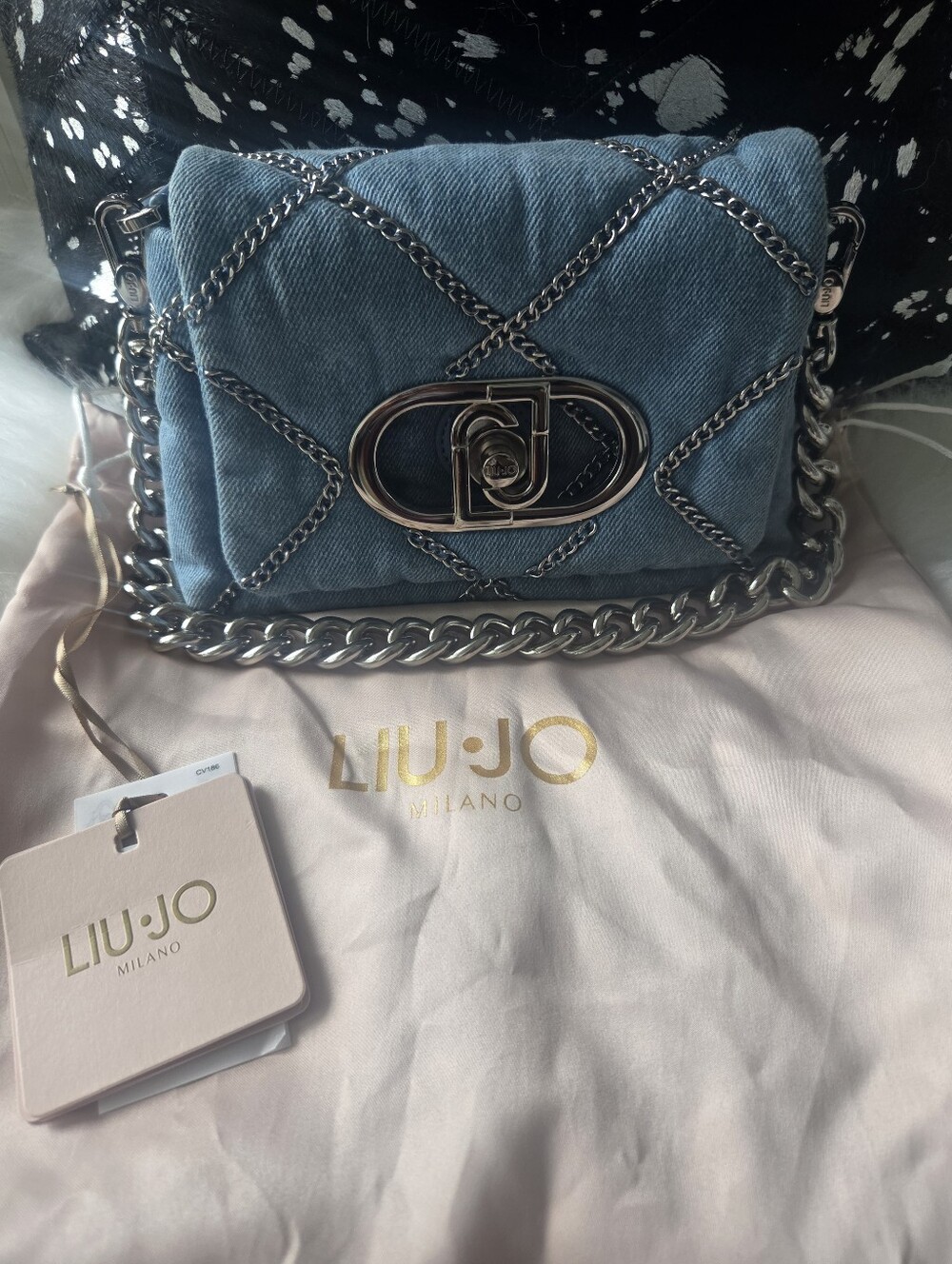 Liu Jo Denim Bag with Chain Detail Trim
